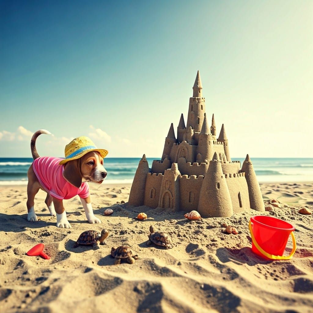 Whimsical Beachside Adventure in a Cinematic Style