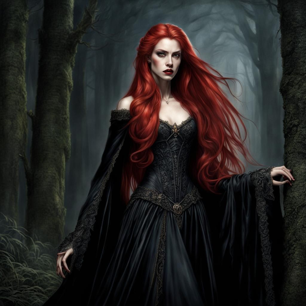 Beautiful Vampire with Red Hair in High Definition