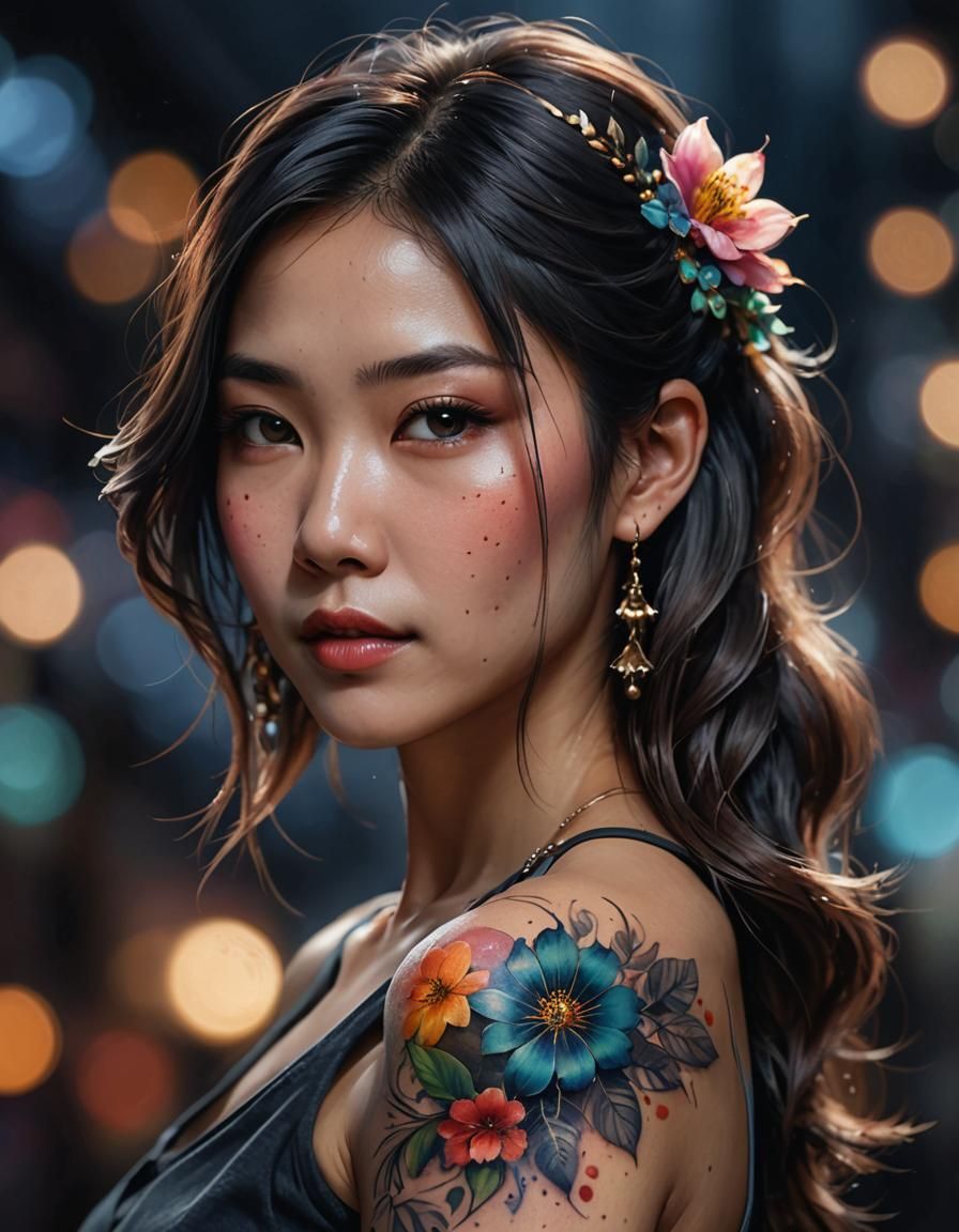 A girl with tattoos.