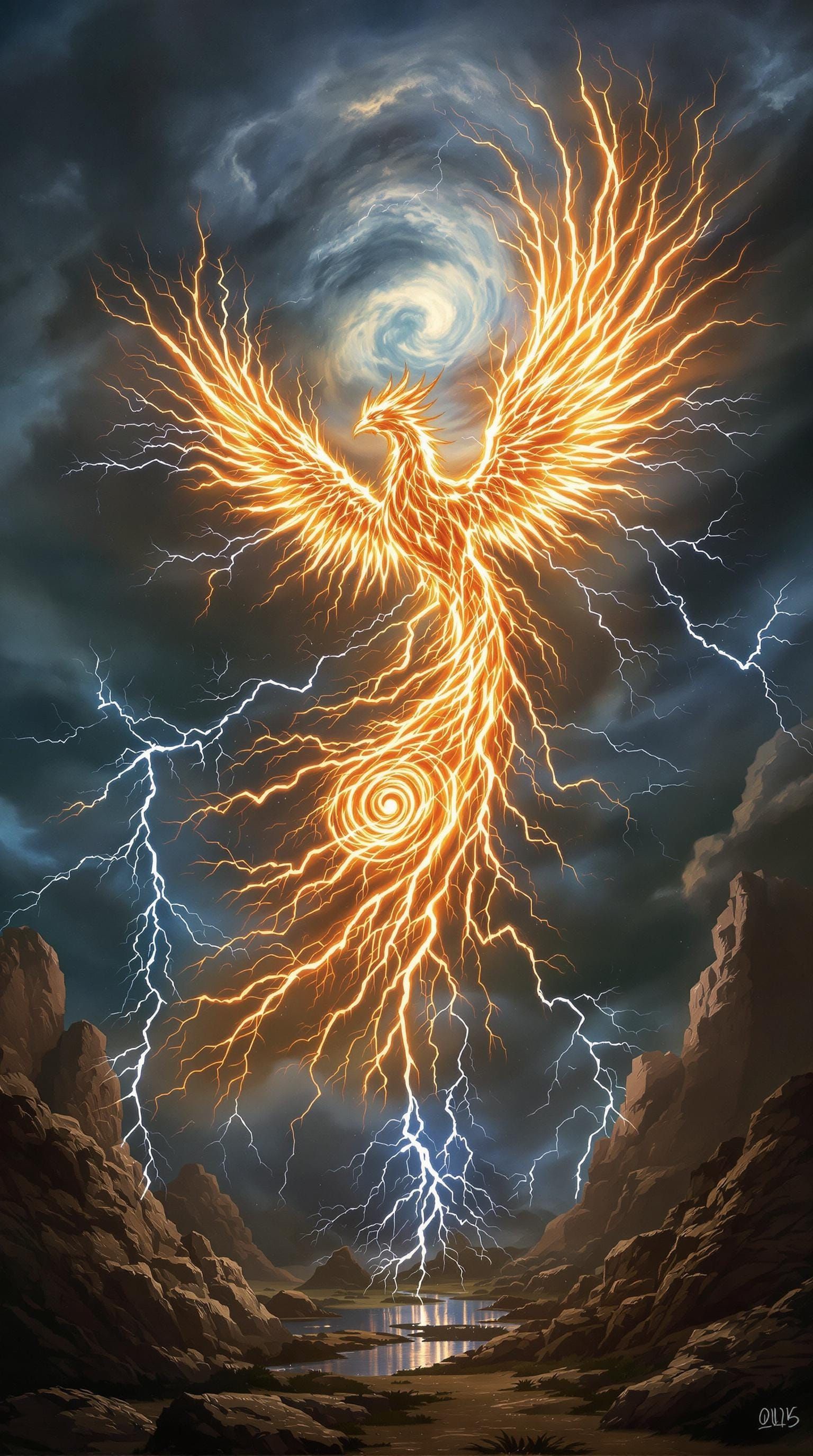 Electrified Phoenix in a Turbulent Thunderstorm