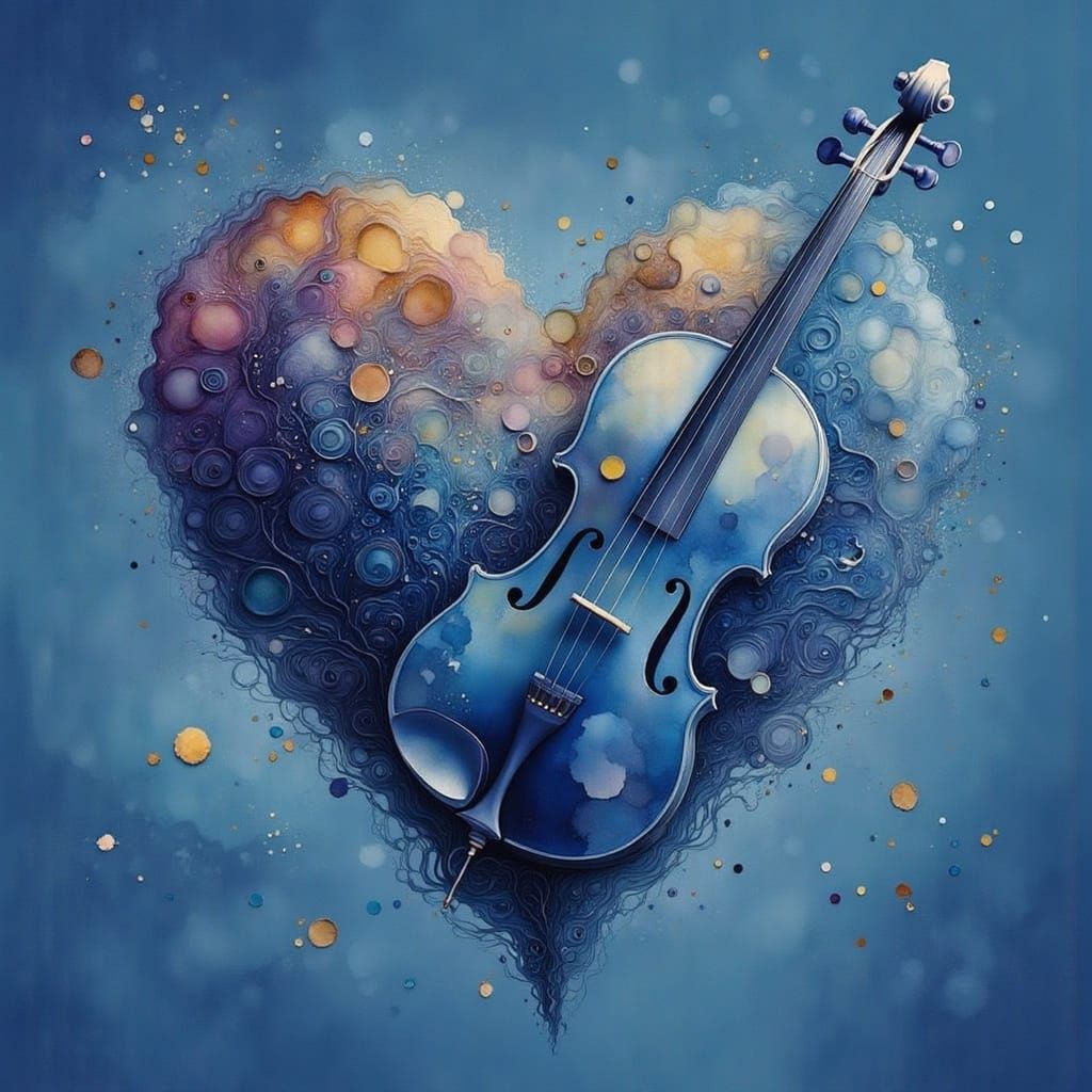 Melancholic Violinist Plays Haunting Melody in Dreamlike Set...