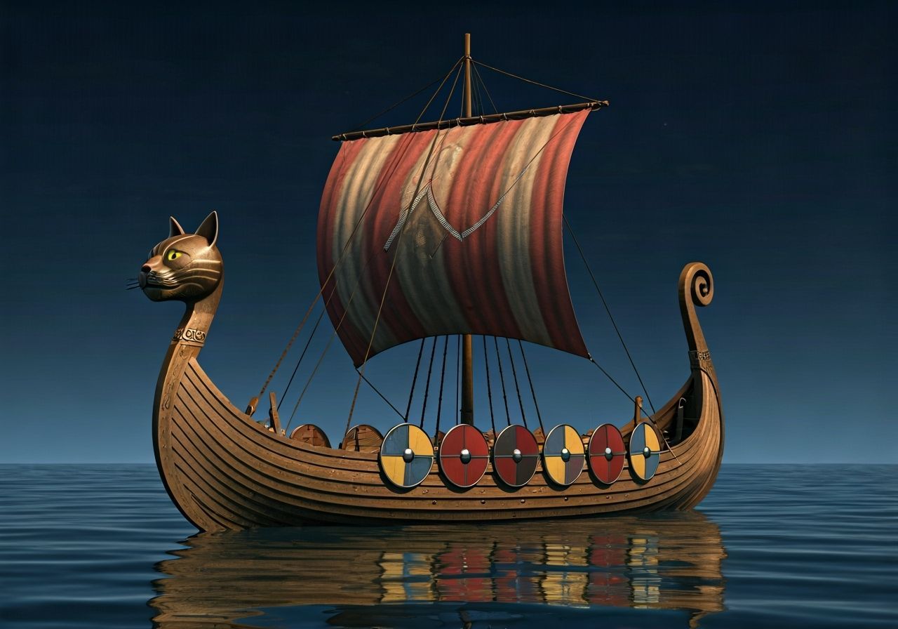 A cat shaped Viking longship