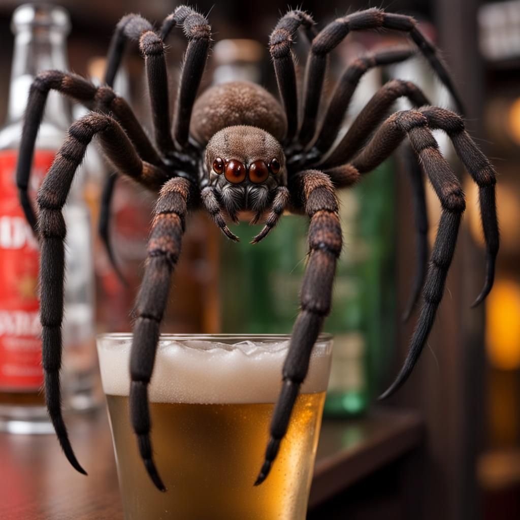 Australian Pub Scene with Spider Bartender