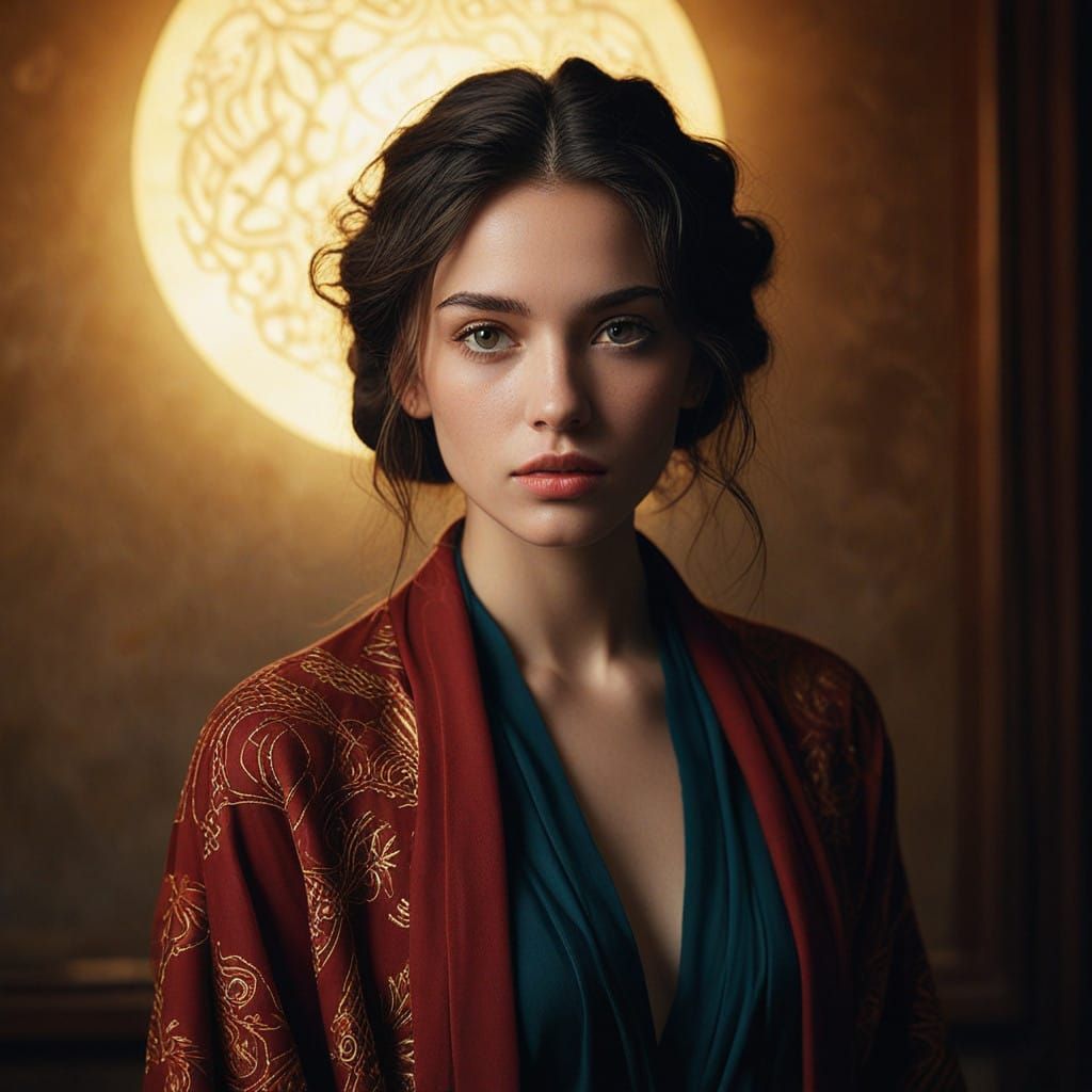 A Mystic Nomad in Velvet Black, Bathed in Ethereal Light