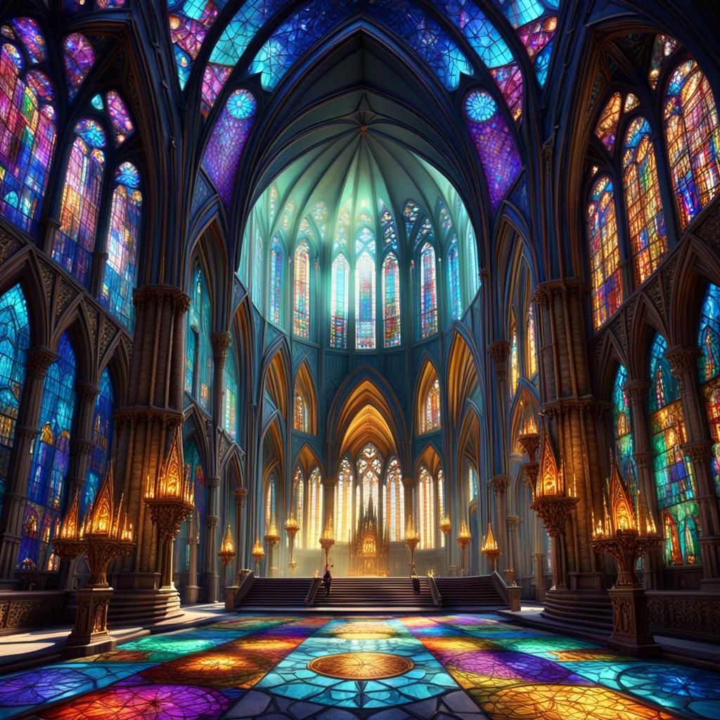 Ornate Cathedral Concept Art in Jewel Toned Colors