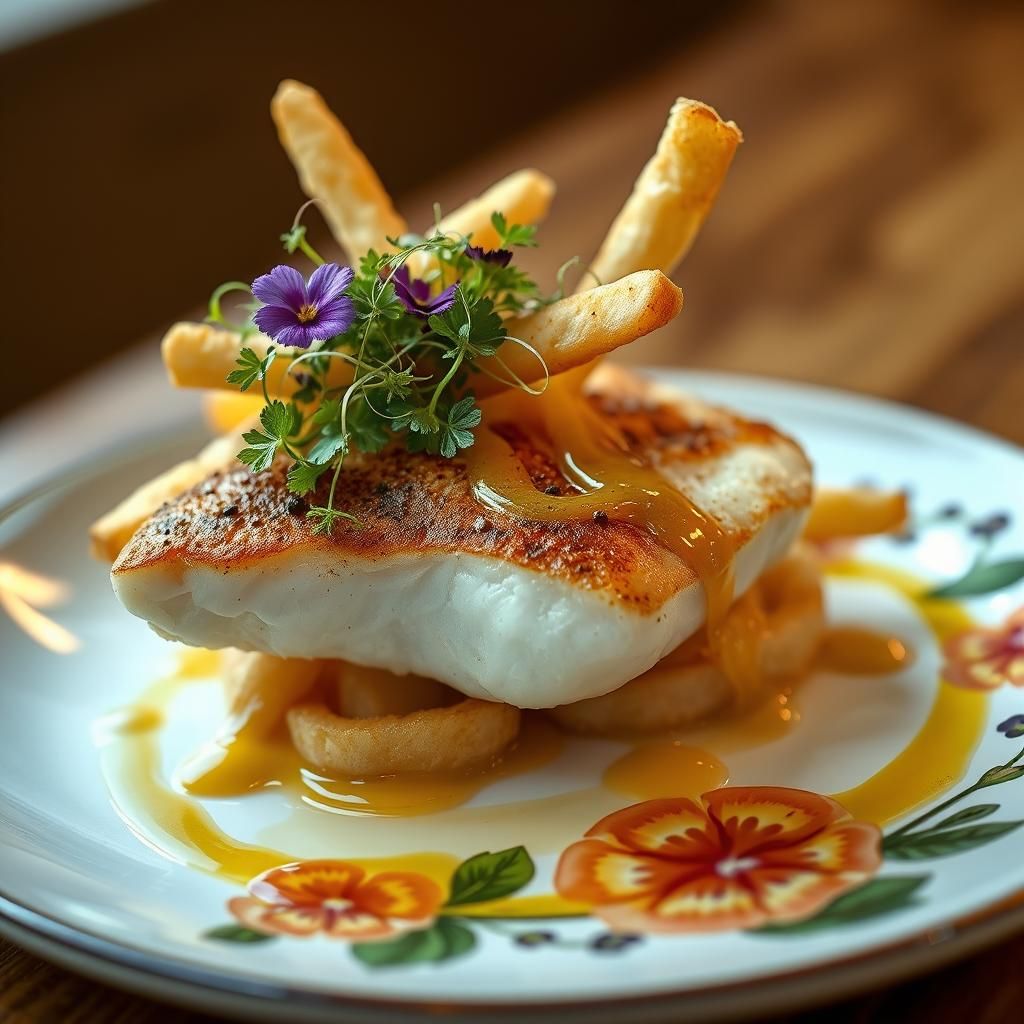 Molecular Gastronomy Fish and Chips, Hyperrealistic Food Pho...