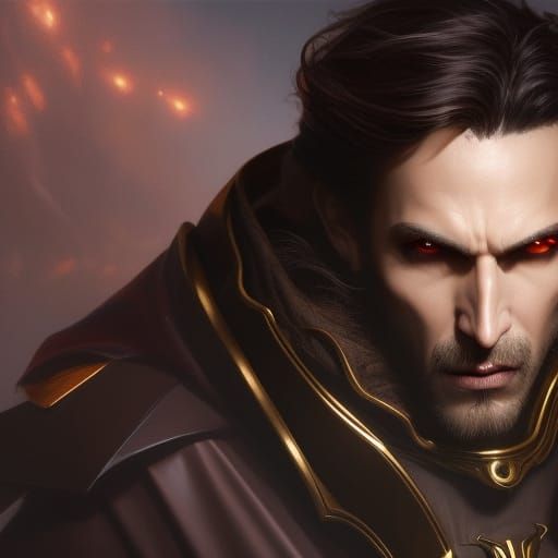 Vampire Portrait with Golden Hair and Wings