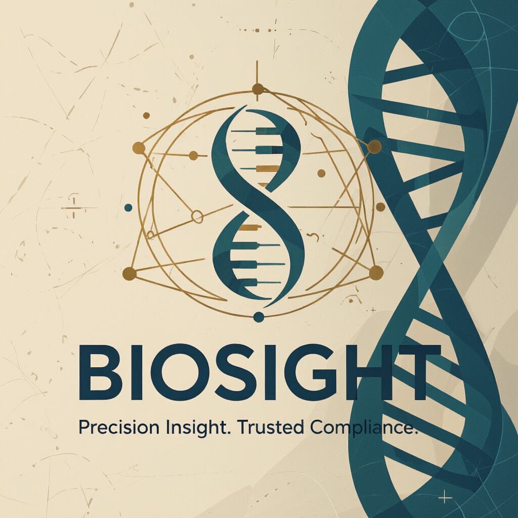 Futuristic Biotech Logo with DNA Strand Emblem