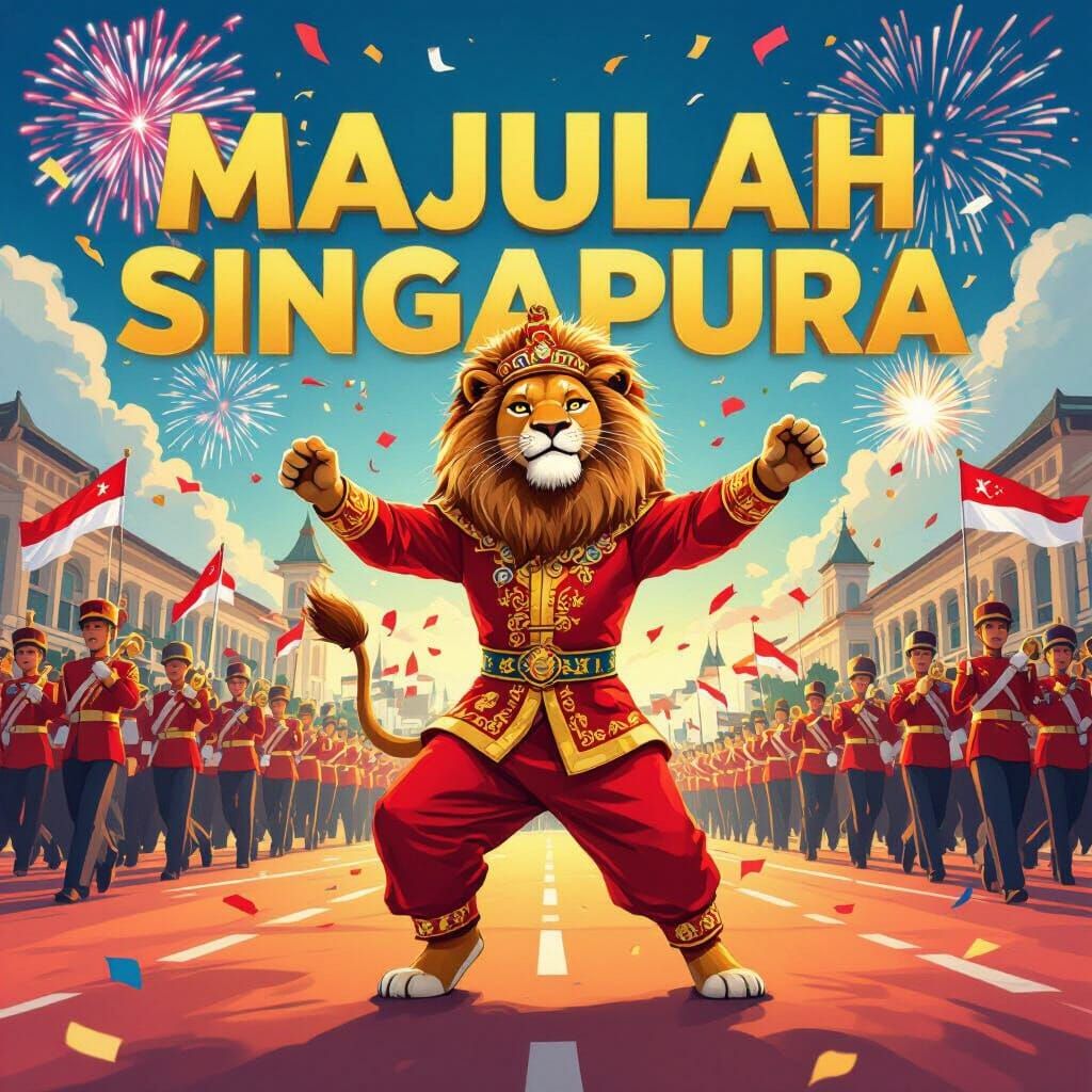 Singaporean Lion Dance at SG60 National Day Parade