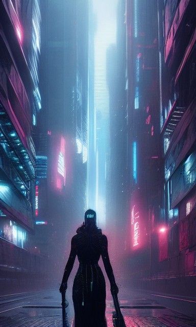 Detailed Cyberpunk Cityscape at Night