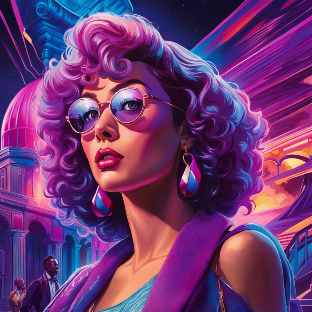 Energetic Hypermaximalist Scene in San Junipero Style
