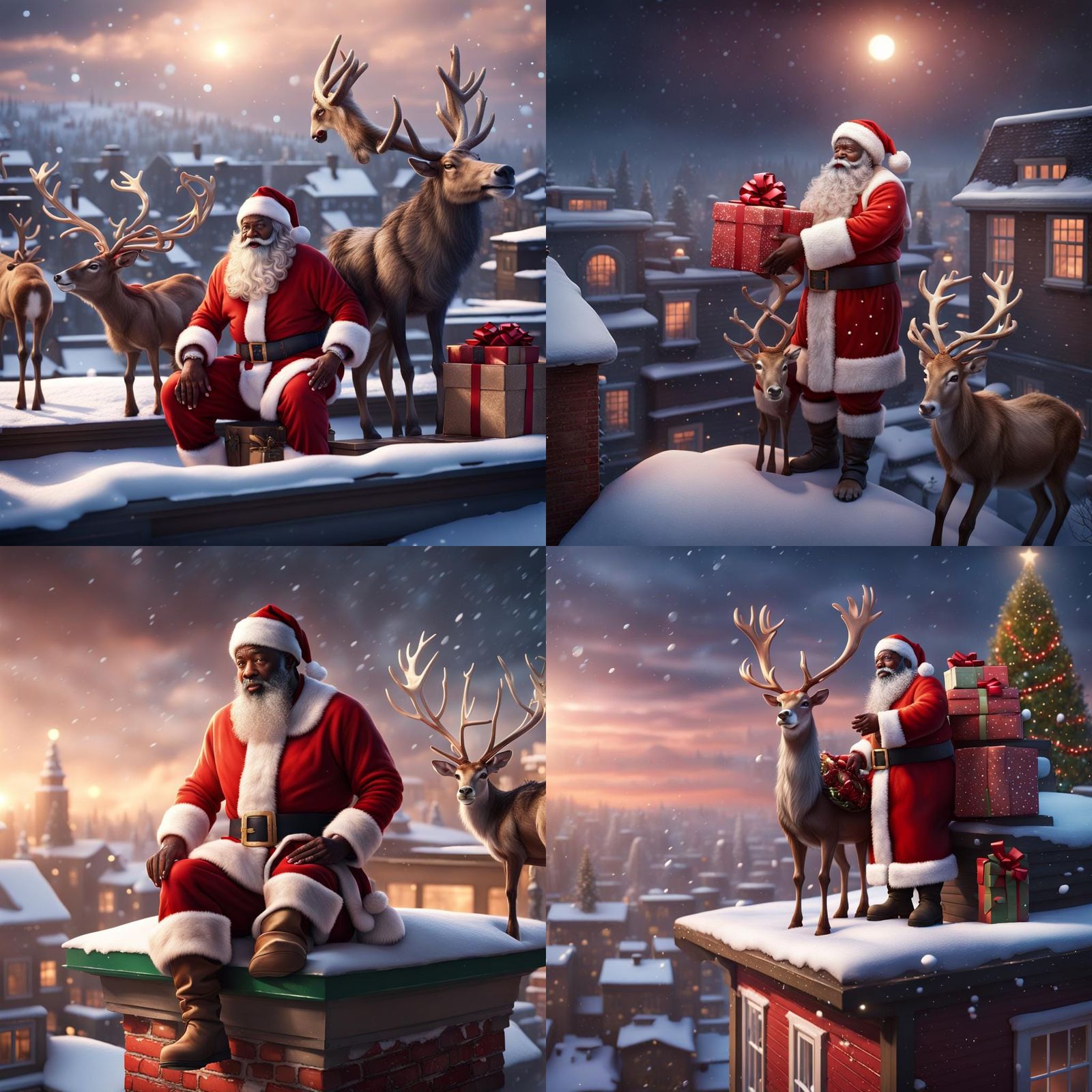 Black Santa Delivers Gifts on Christmas Morning