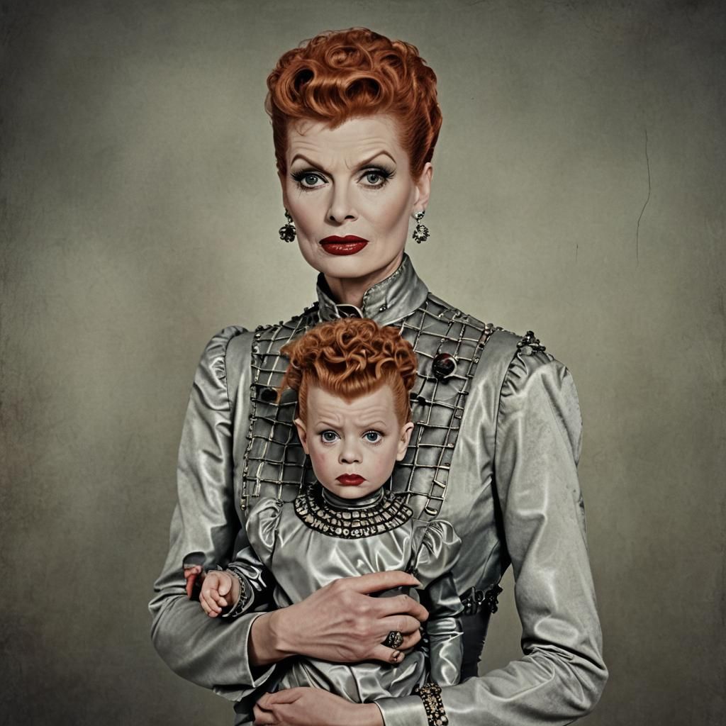 Hyperrealistic Pinhead as Lucille Ball Film Still