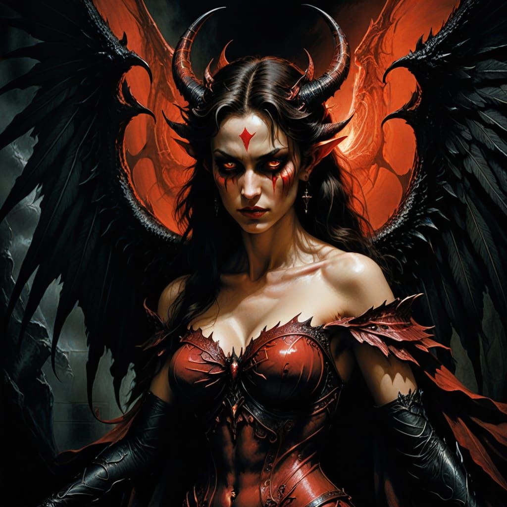 Baroque Devil Embracing a Woman in Dramatic Chiaroscuro