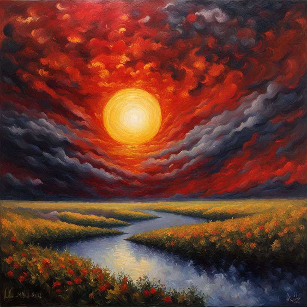 Apocalyptic Vision as Neo-Impressionist Oil Painting