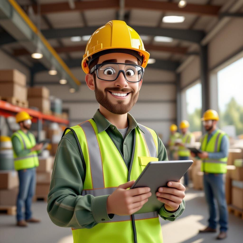 Young Man in Safety Gear on Construction Site