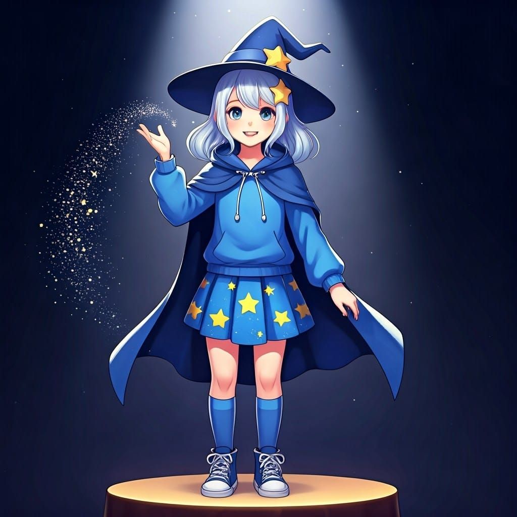 Confident Young Magician Performs on Stage