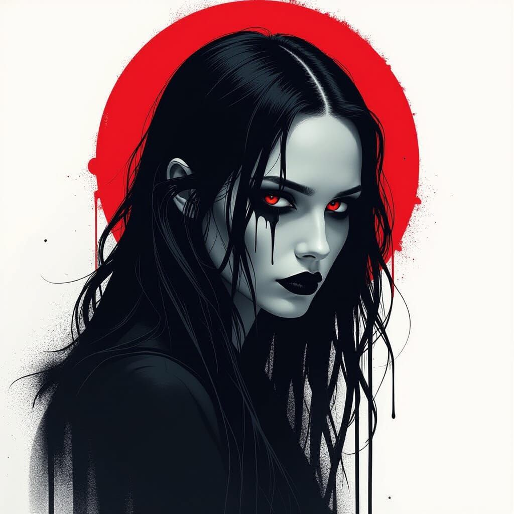 Tormented Soul Silhouette in Pollock Style