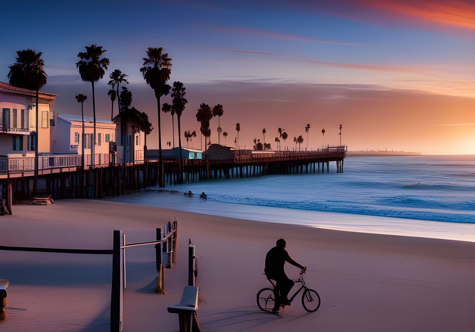 Venice Beach California Sunset: Cinematic Digital Painting