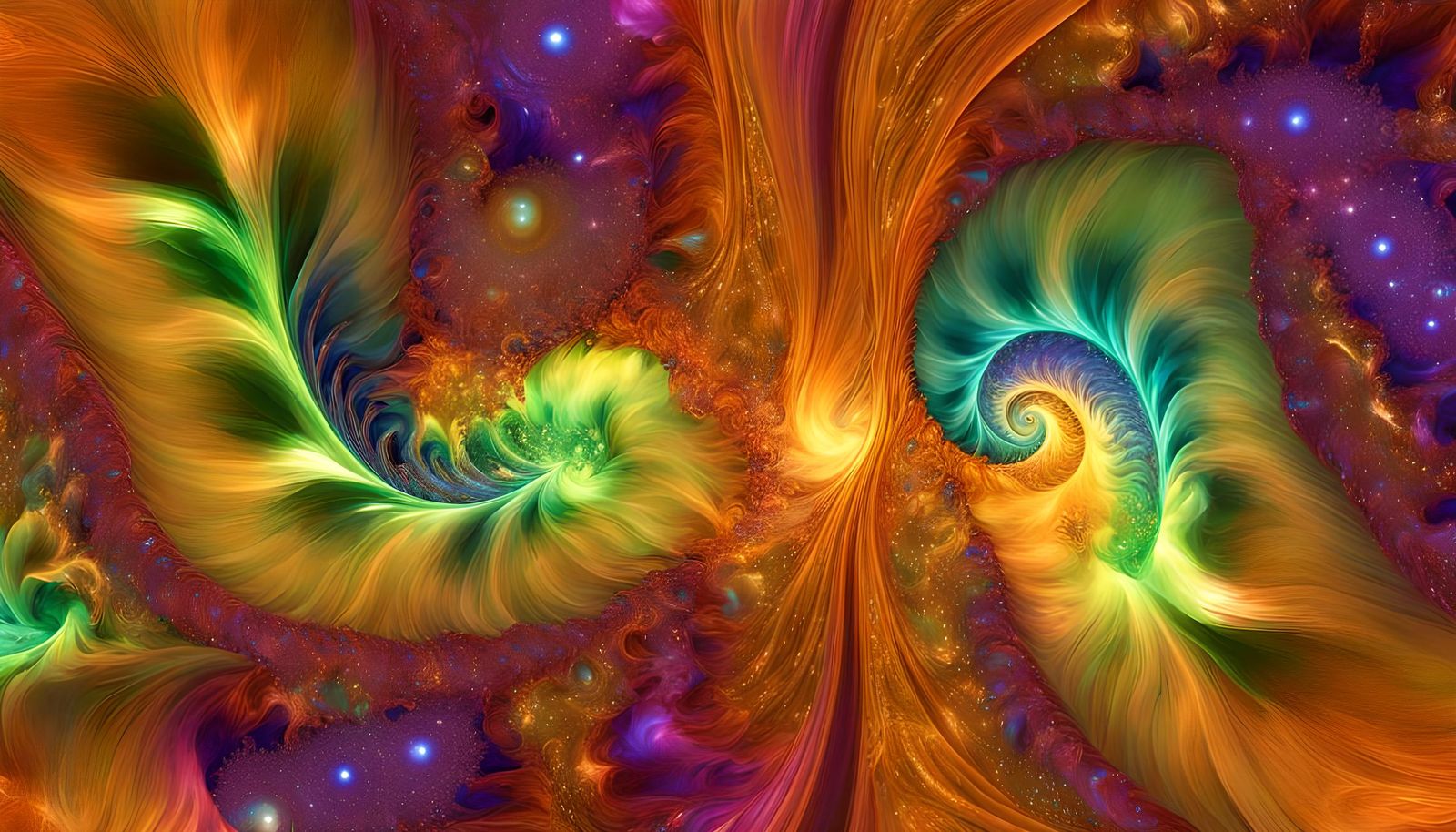 Fluorescent Cosmic Energy Starwhirls in Abstract Expressioni...