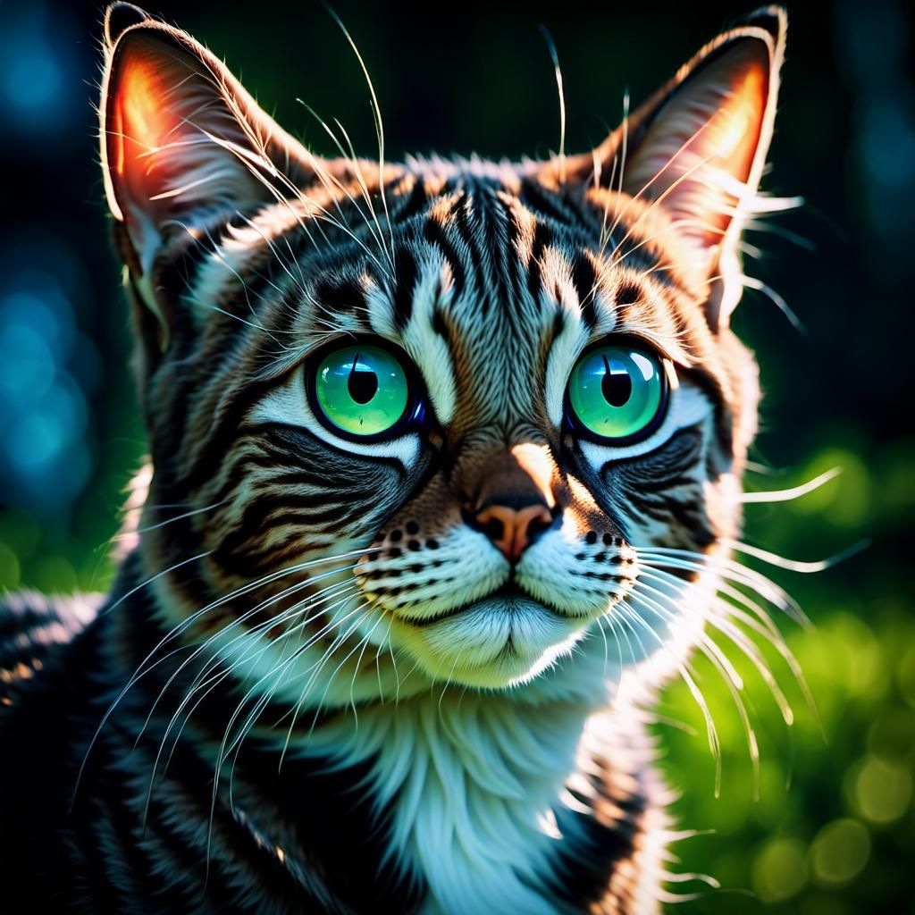 Adorable Big-Eyed Cat in Anime Style