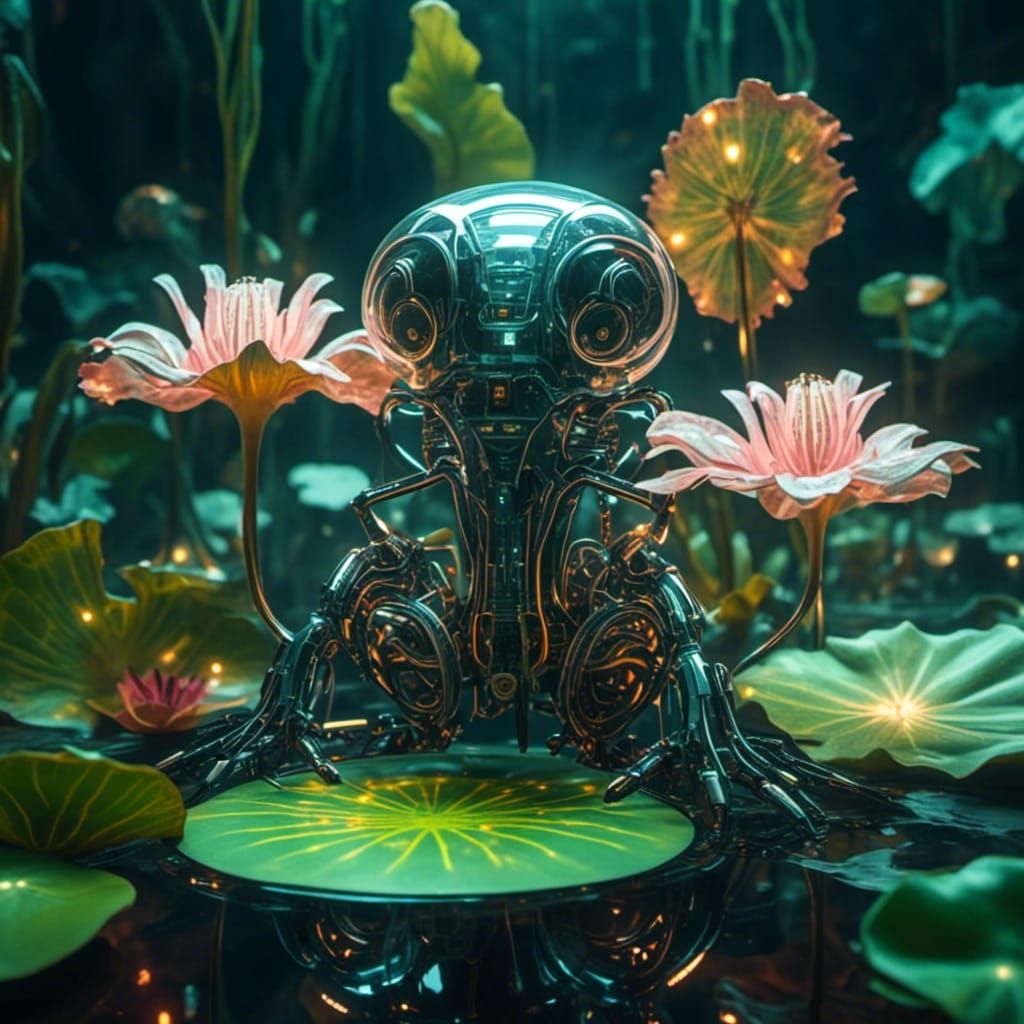 Cybernetic Lily Pad in a Futuristic Style