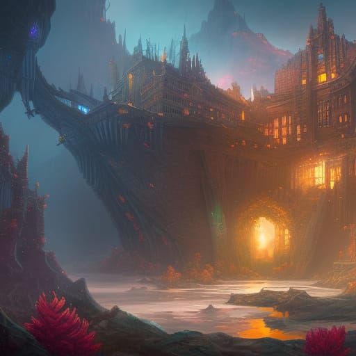 Fantastical Citadel Concept Art in Deep Color