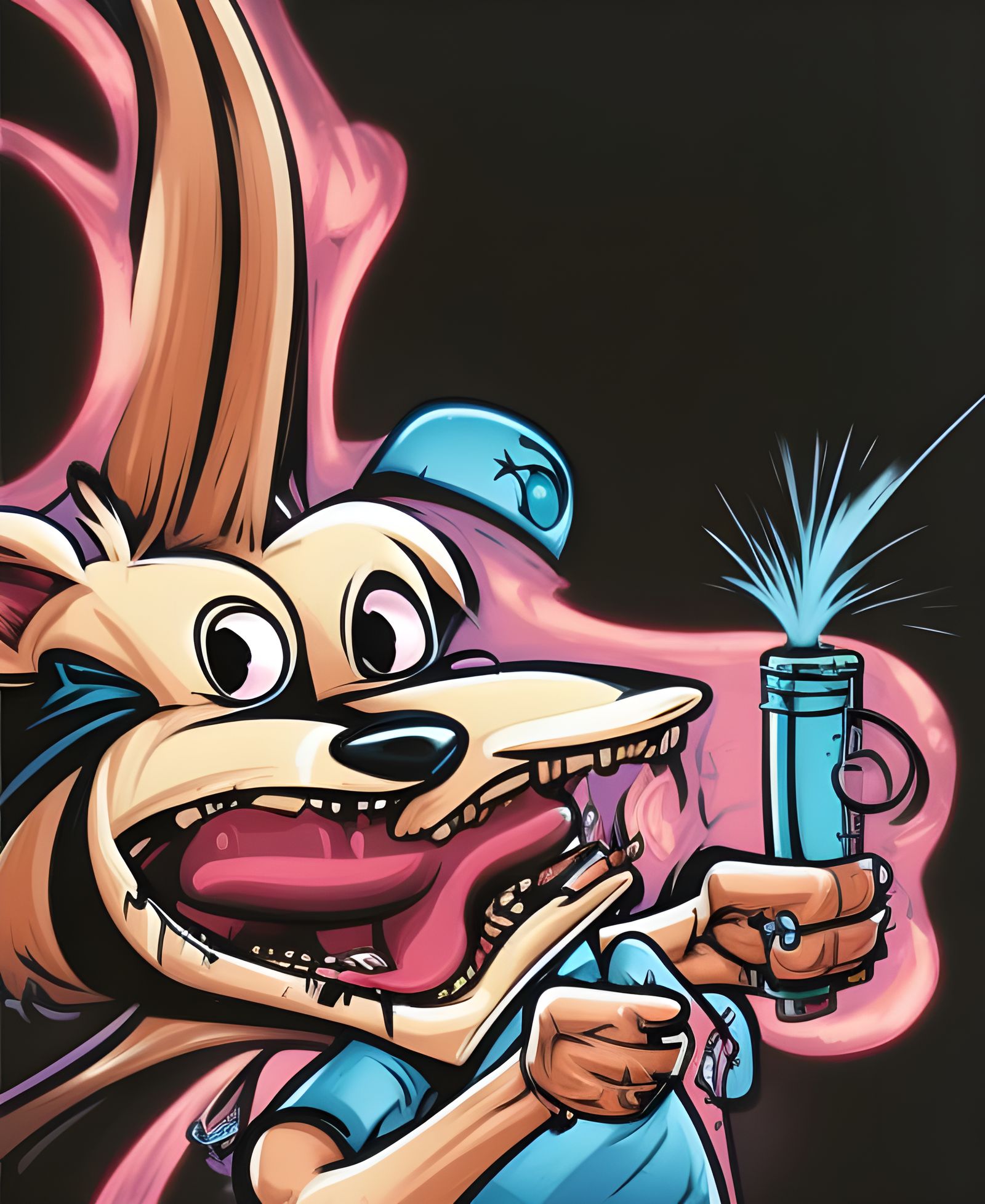 Cartoon Rat Graffiti Artist in 1990s Comic Style
