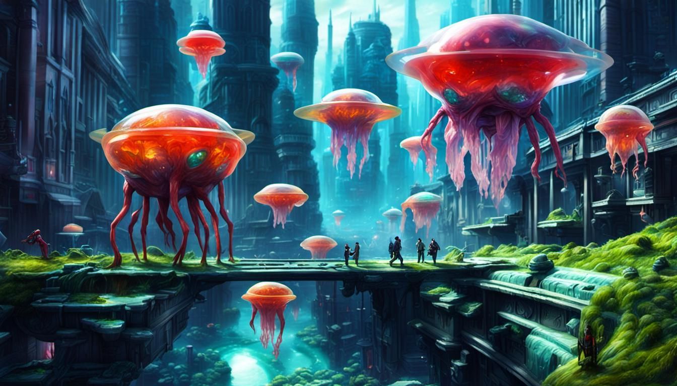 Surreal Jello Alien Civilization Landscape in Photorealism