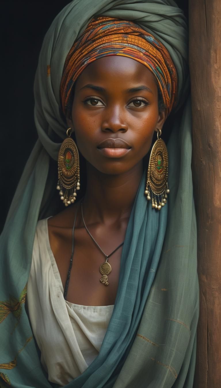 African Woman Portrait in Traditional Dress