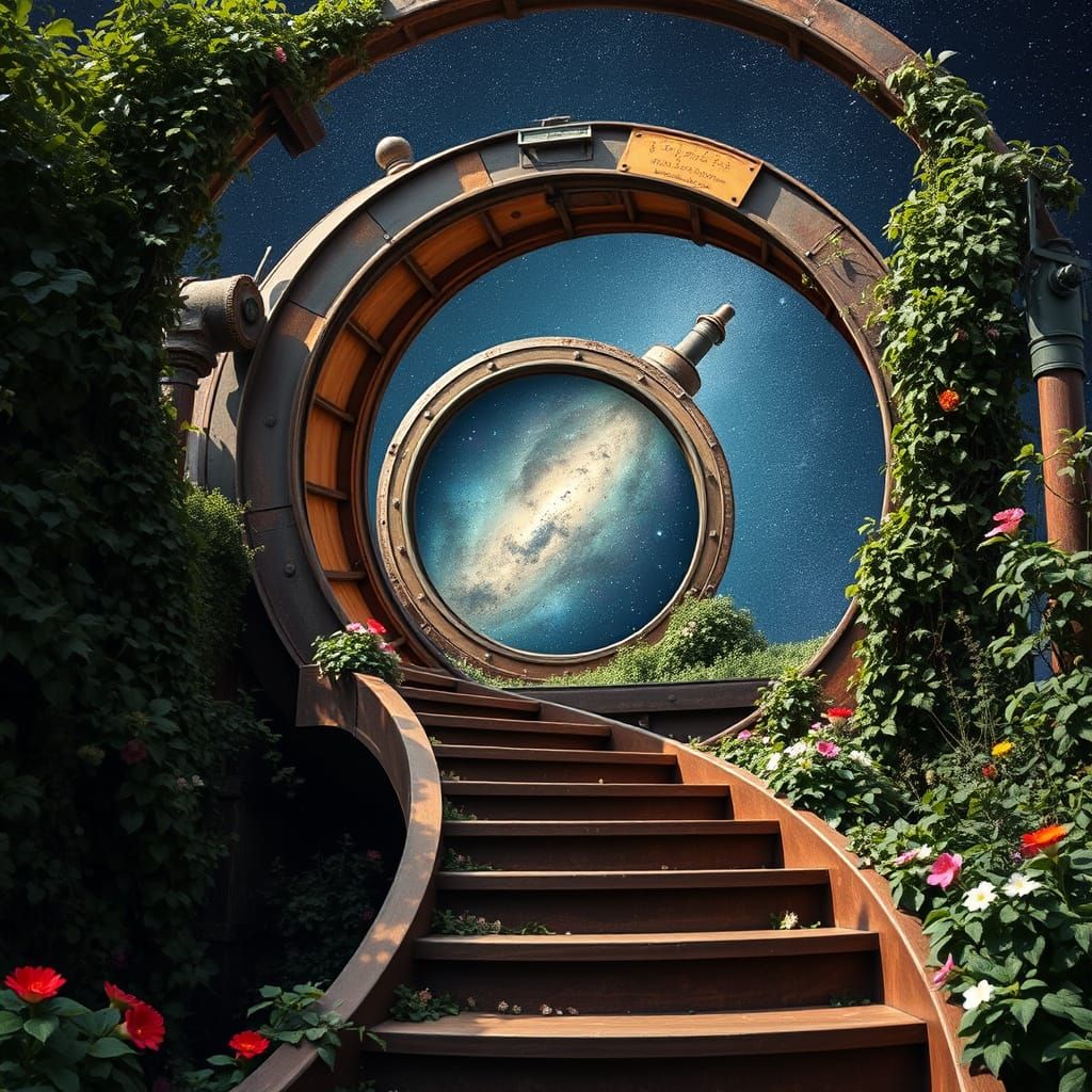 Stairway to the Cosmos in Whimsical Style