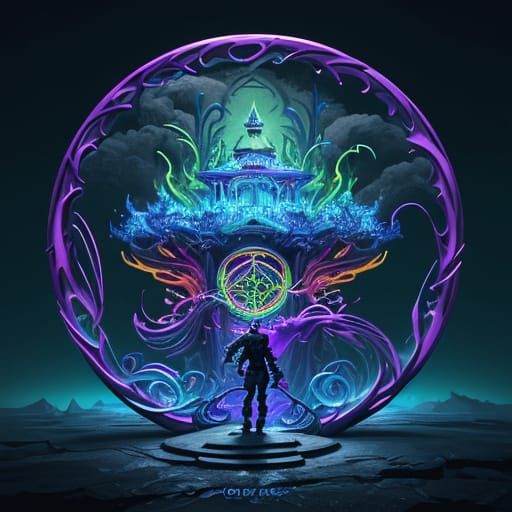 Vibrant Fantasy Portal Scene in Stylized Realism