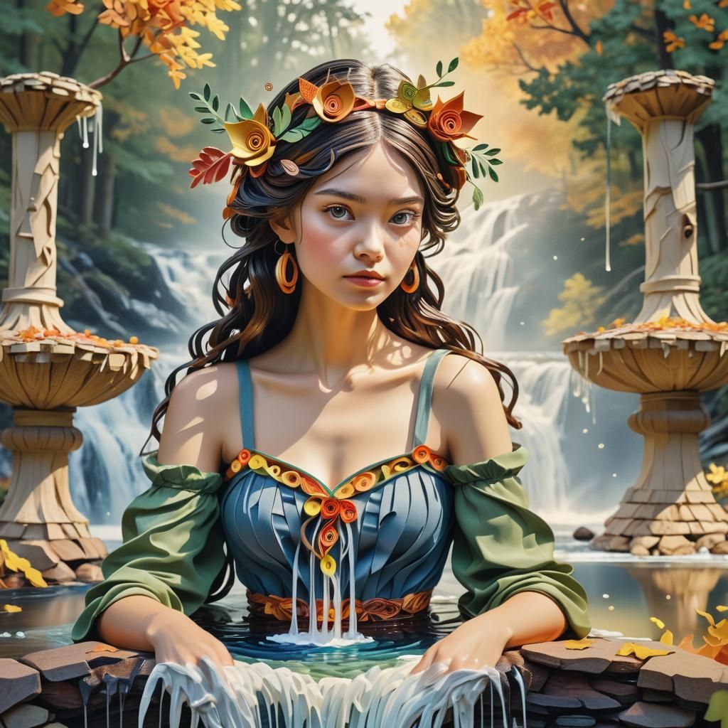 Ethereal Autumn Goddess in Quilling Art