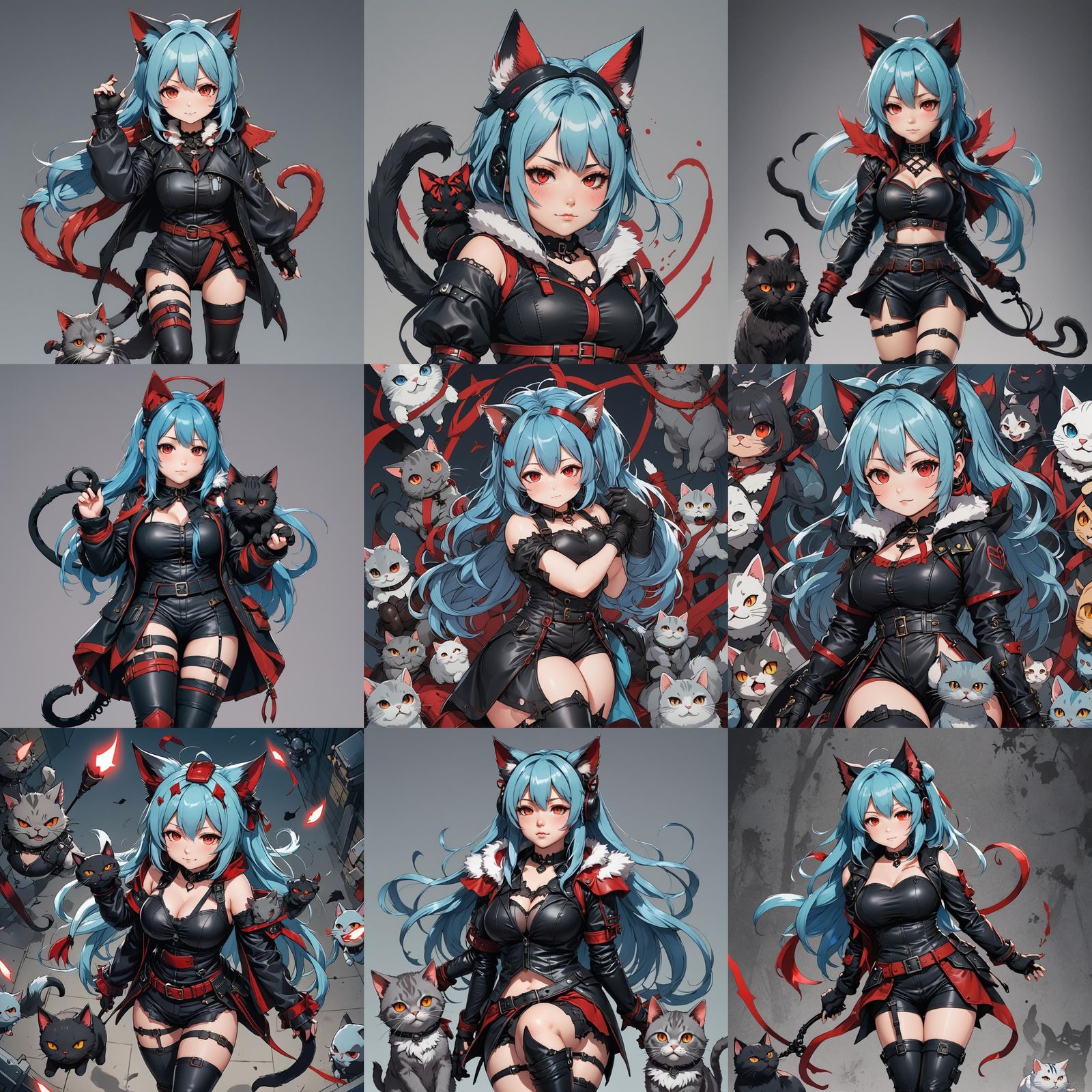 Anime Girl with Cat Features in Gothic Style