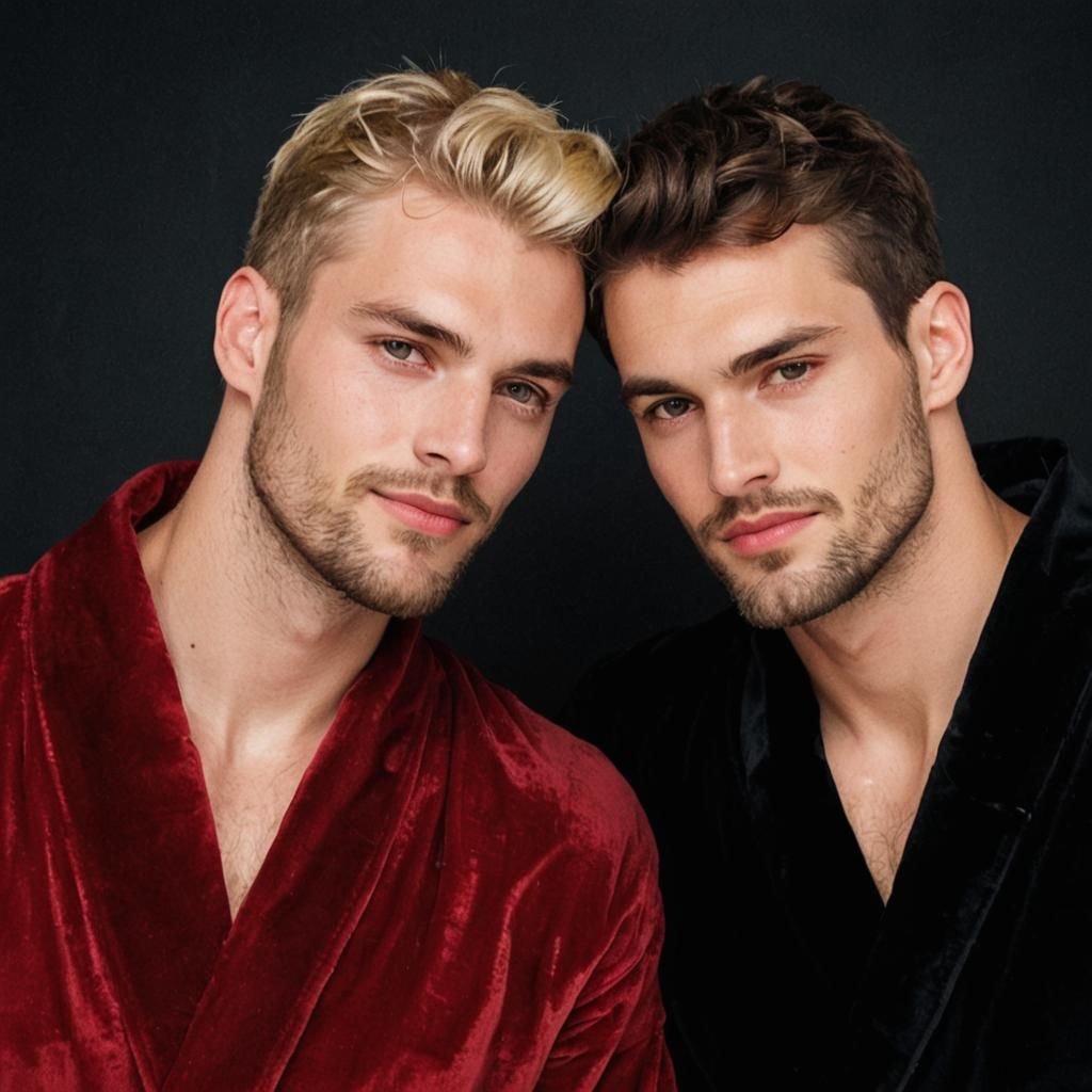 Gay Couple Portrait in Impressionist Impasto Style