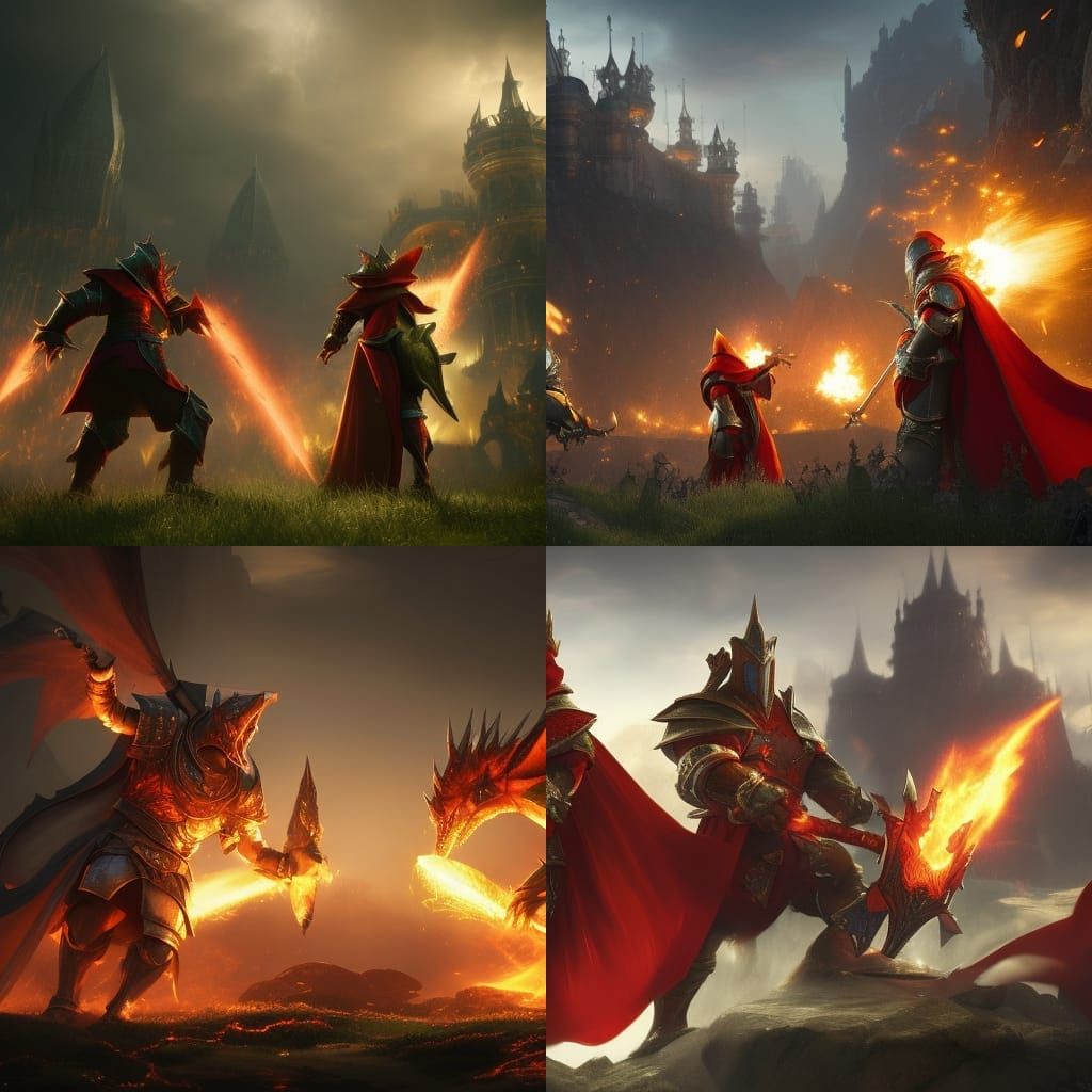 Mario and Luigi as Knights, Heroes fighting Bowser, Mario Knight, Red Knight, Luigi Knight, Green Knight, 2 Knights, Bow...