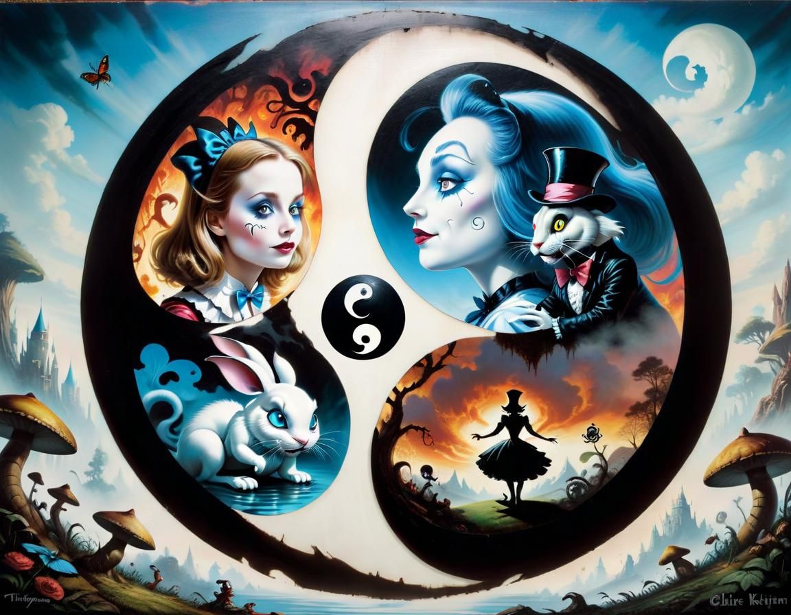 Alice in Wonderland Yin Yang: Double Exposure