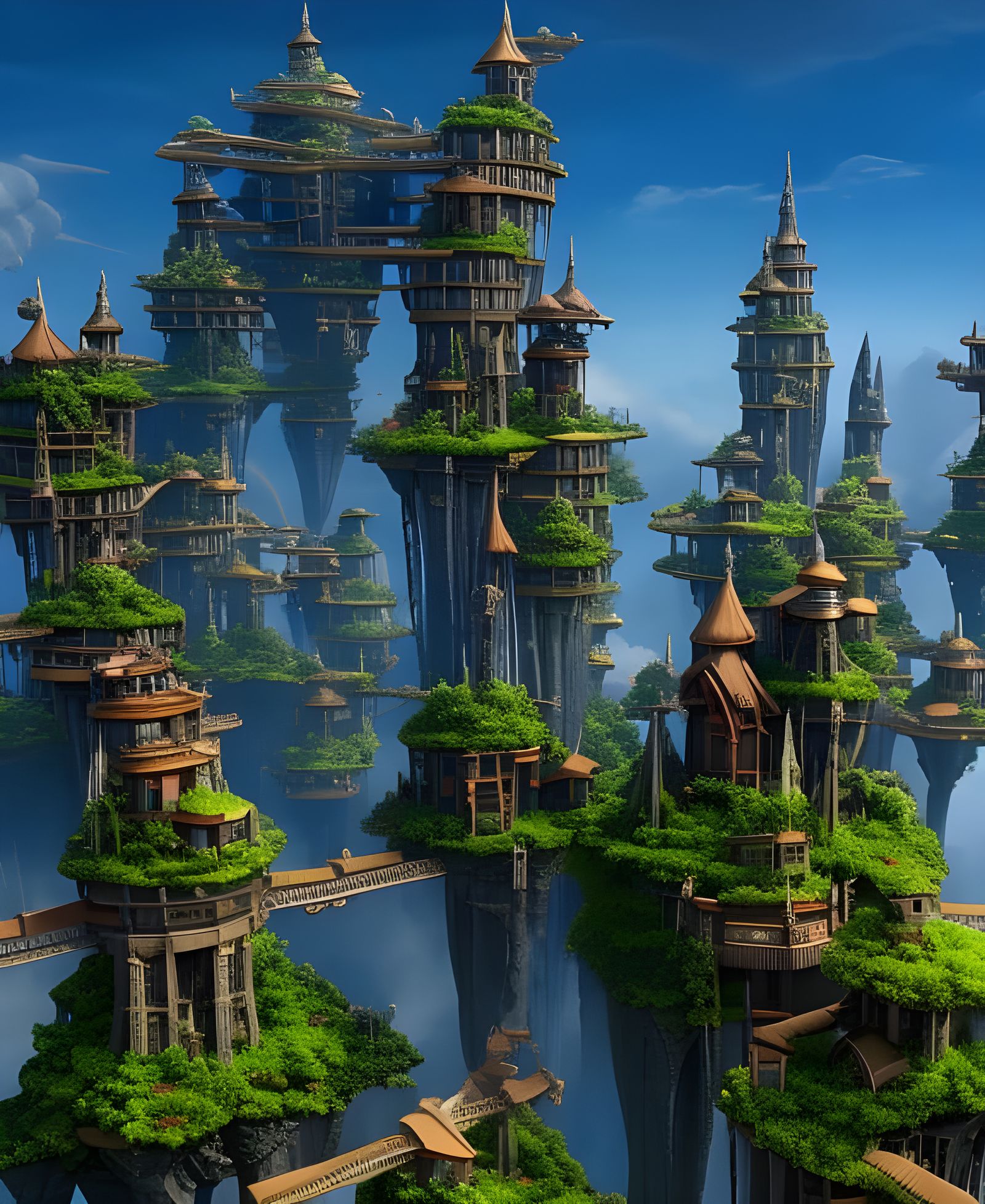 Fantasy Cloud City: Elven Village in the Sky