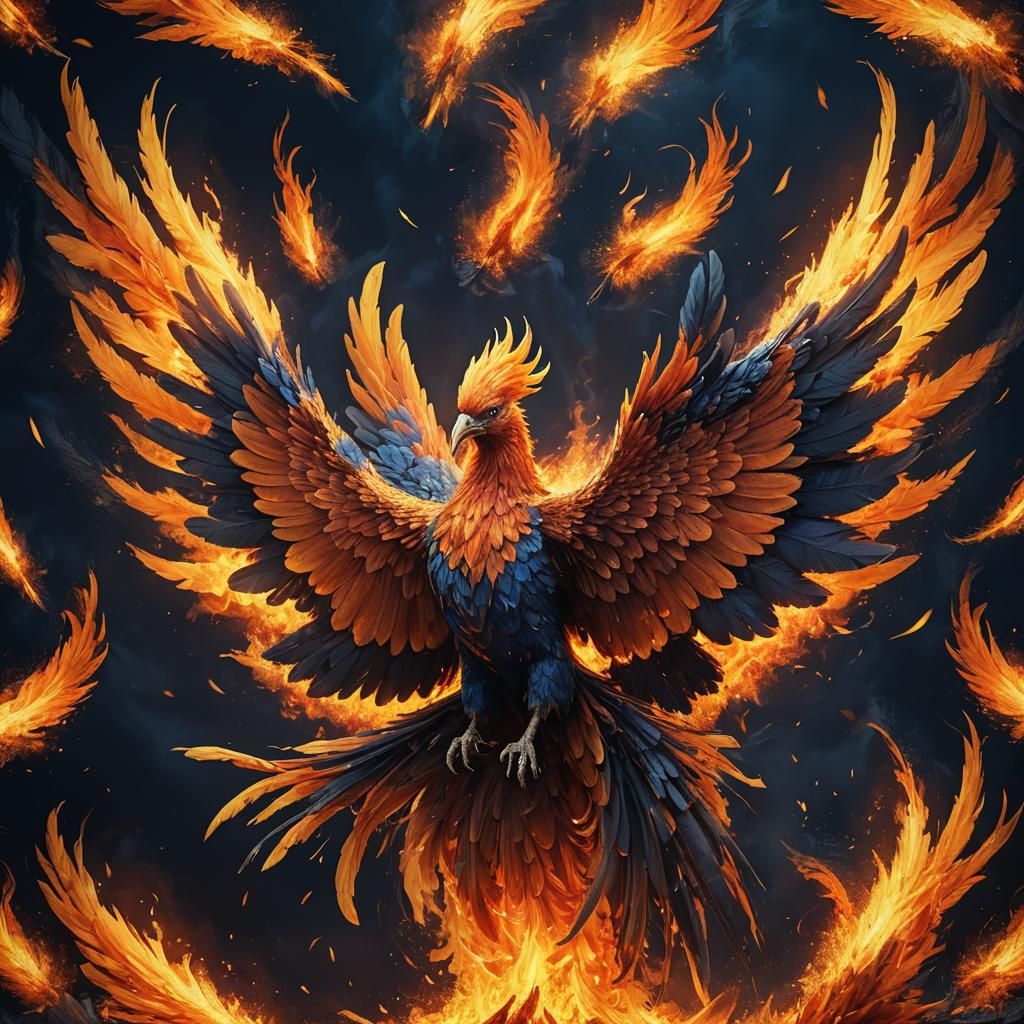 Fiery Phoenix Rising: Conceptual Digital Art