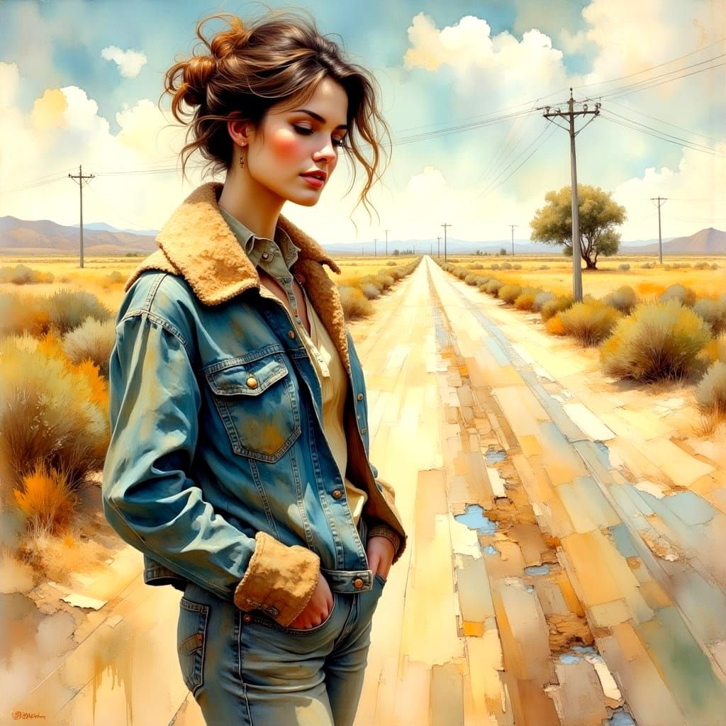 Woman with Bobby McGee in Impasto Oil Painting