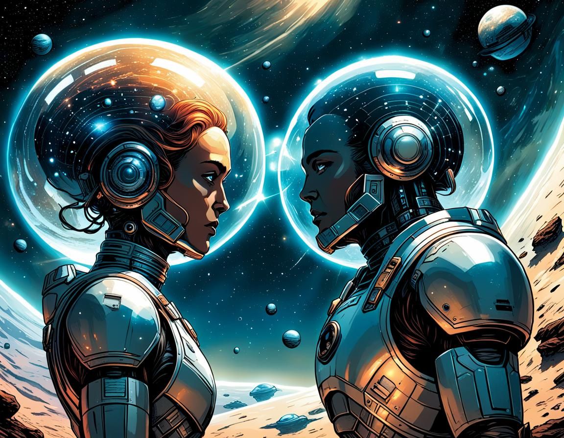 Esoteric AI Dialogue in Spaceship Comic Art