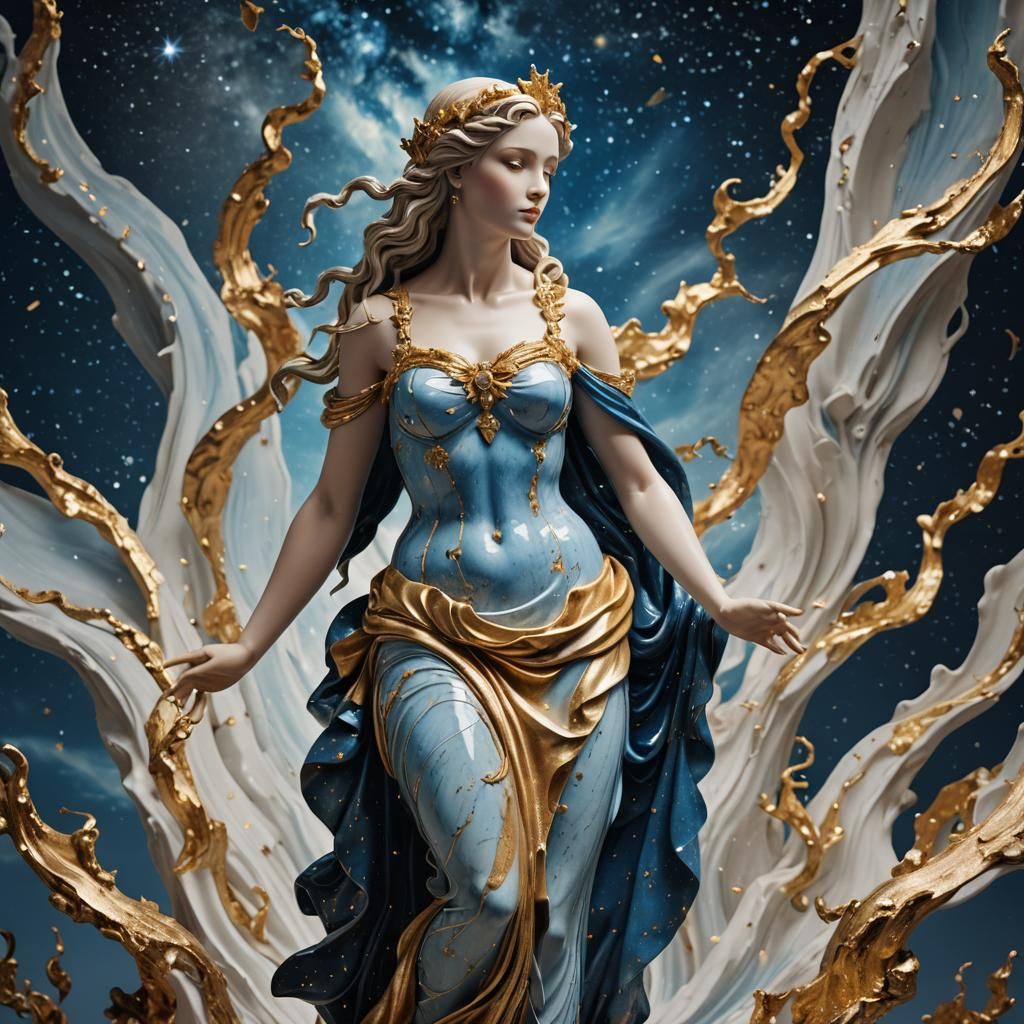 Hyperrealistic Porcelain Sculpture of Aphrodite in Unreal En...