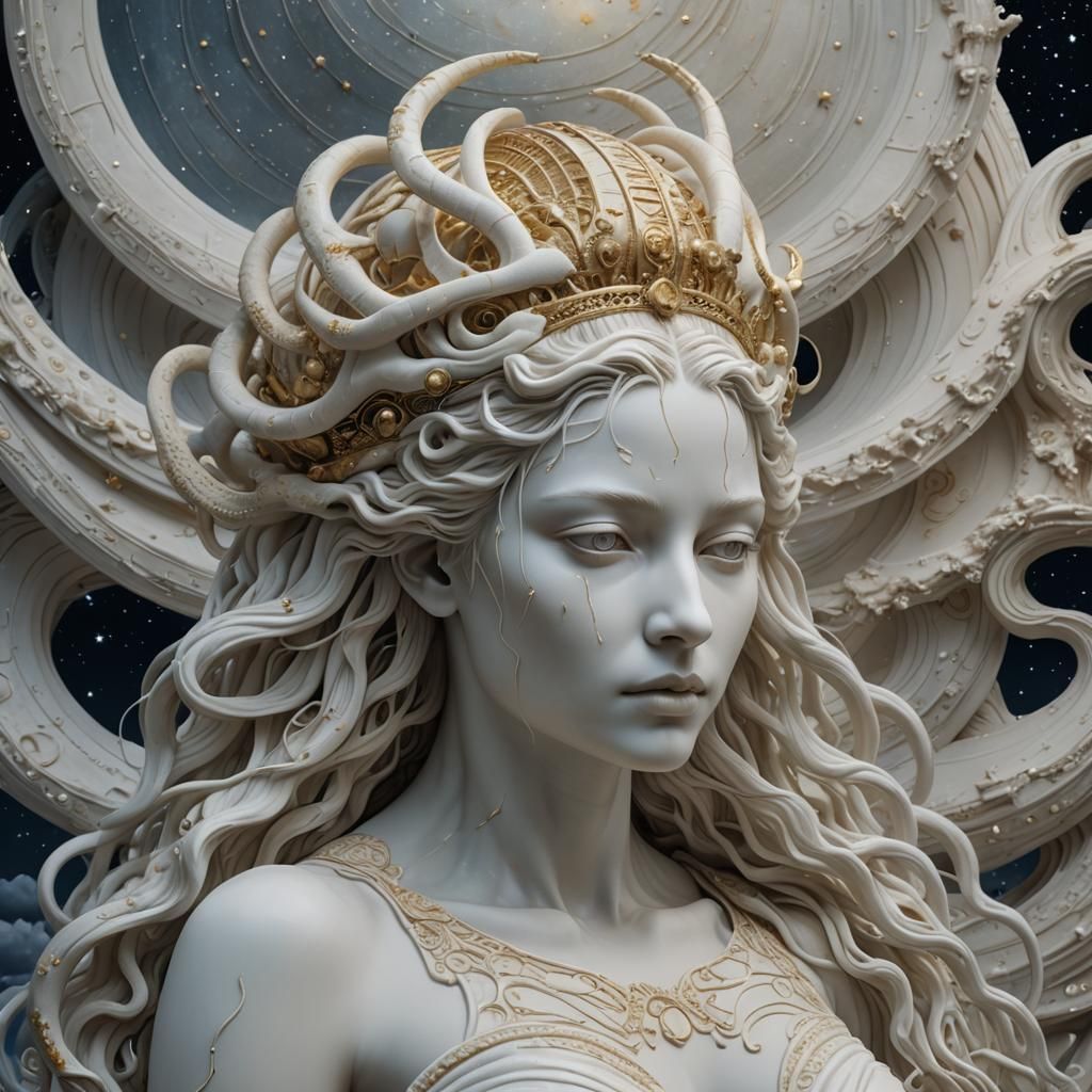 Aphrodite Porcelain Sculpture in Fantasy Matte Painting Styl...