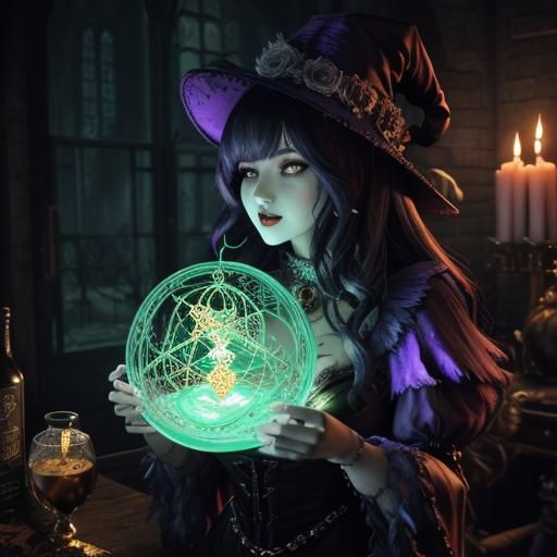 Captivating Whimsical Sorceress Weaving Spells in 8K