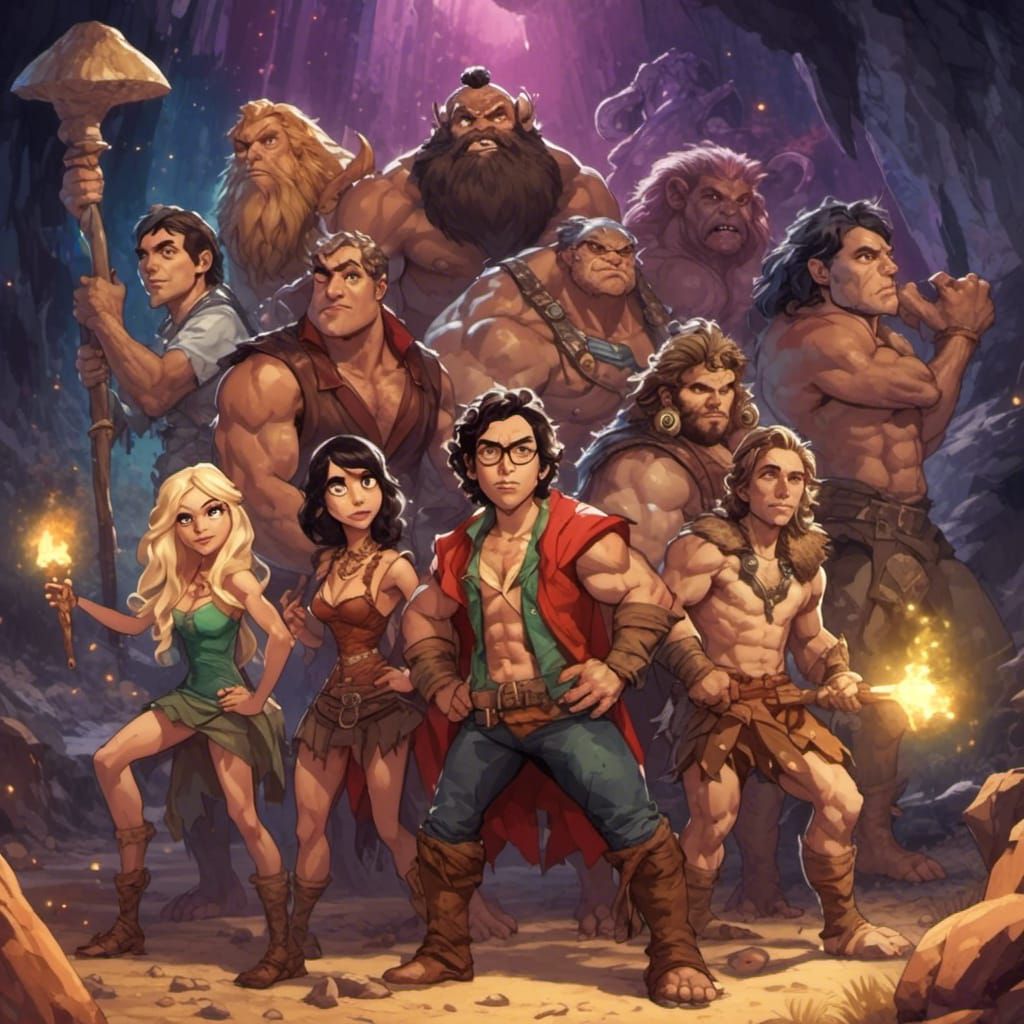 The Big Bang Theory as Cavemen in Animation Style
