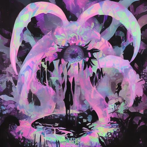 Deer Monster Runs in Misty Forest