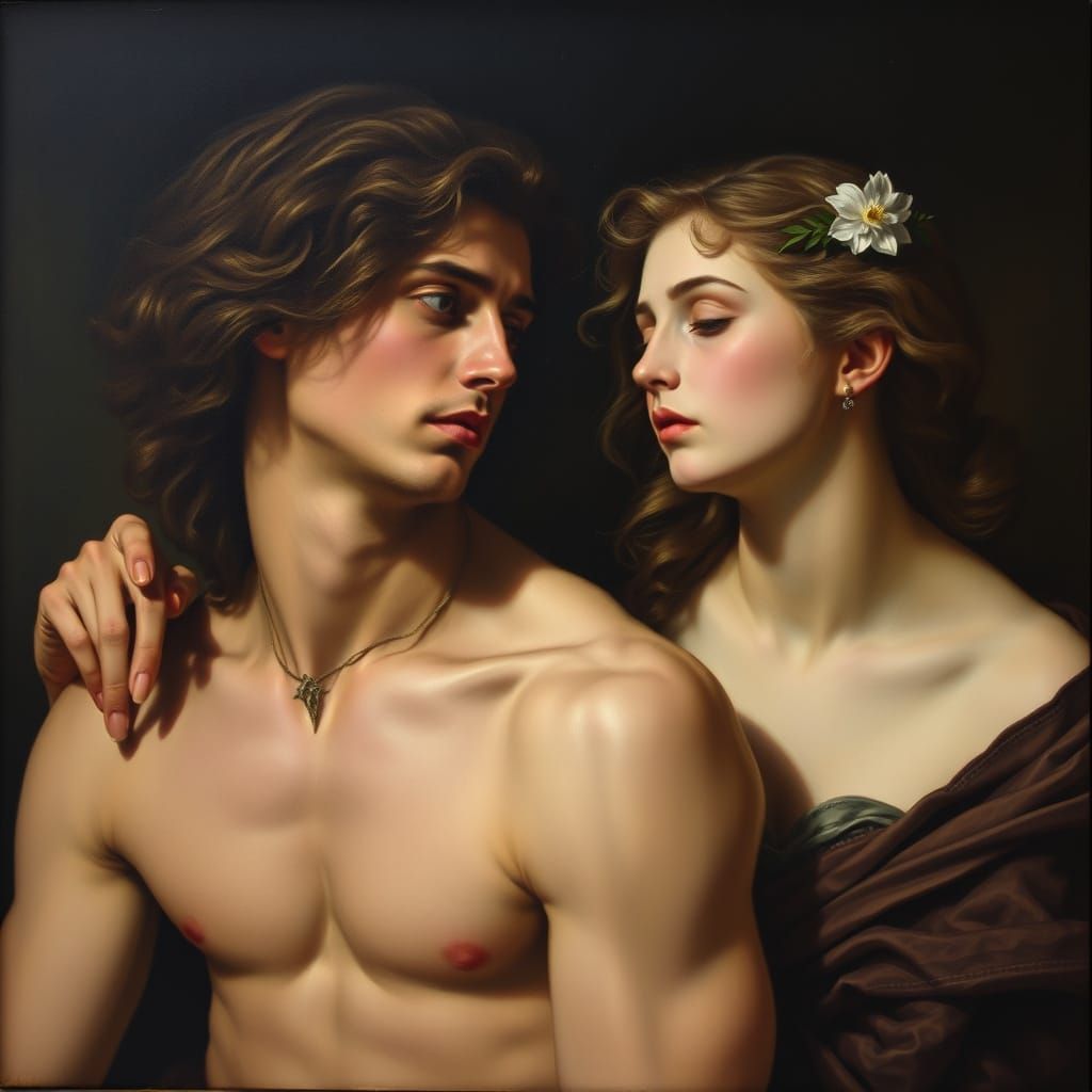 Orpheus and Eurydice in Baroque Rococo Oil Painting
