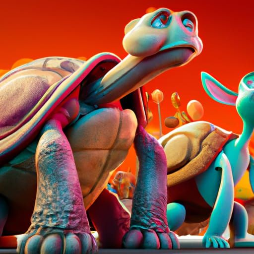 Tortoise and Hare: 3D Digital Art Concept