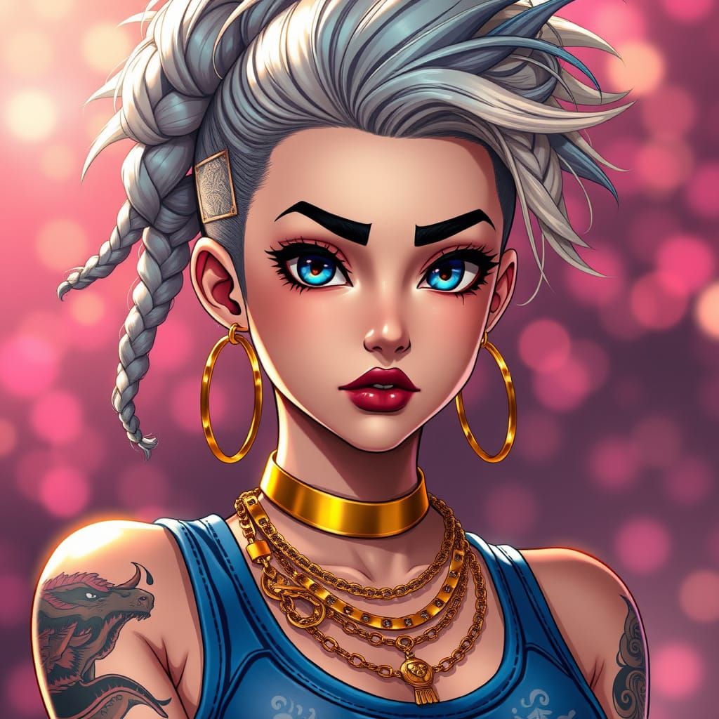 Surreal Anime Goddess in Cyberpunk Style