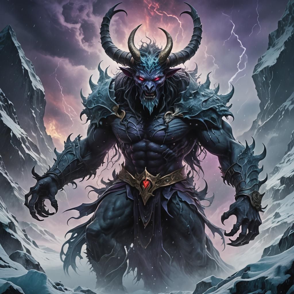Demonic Ice Creature in Dark Fantasy Style